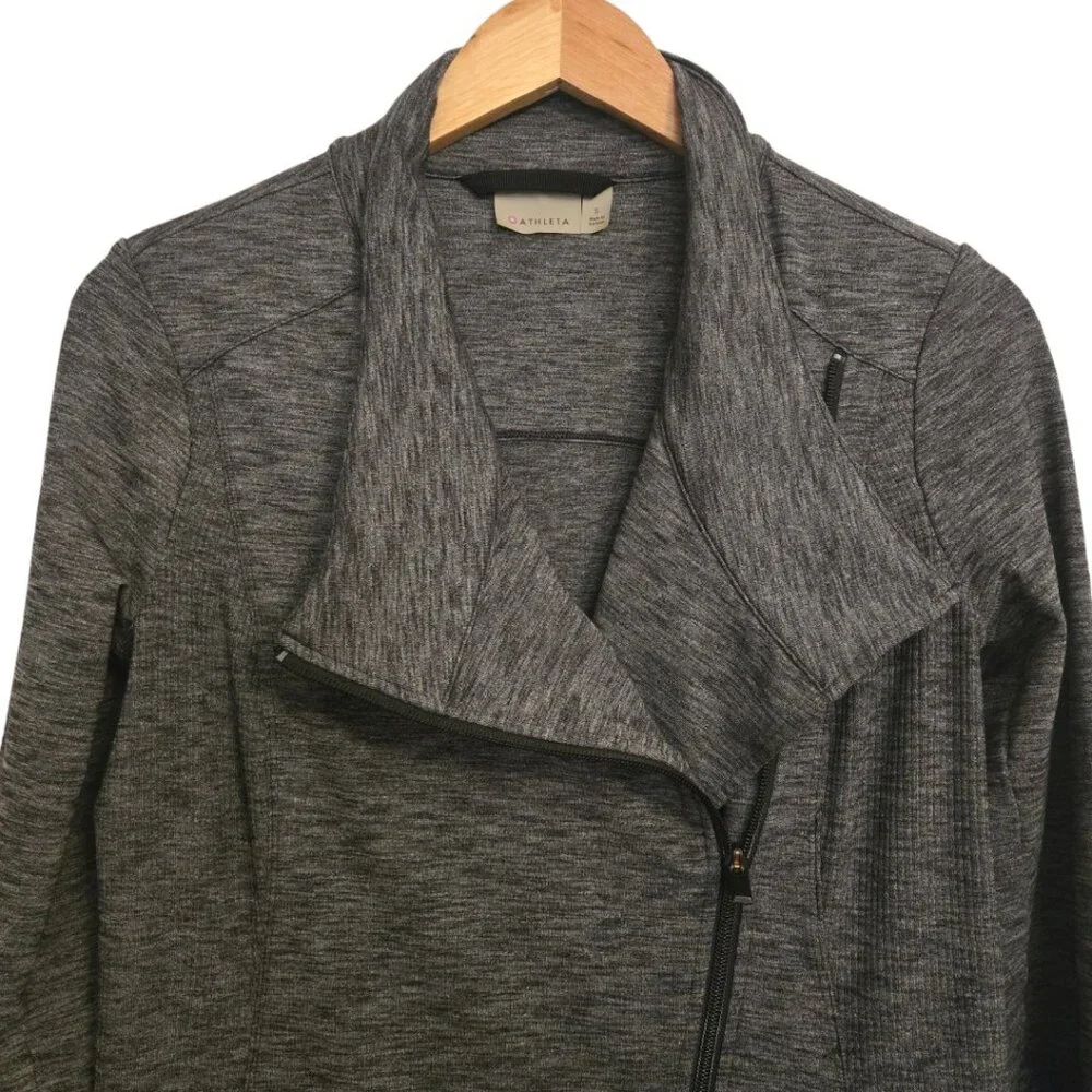 Athleta Gray Asymmetrical Zip Jacket Small Women’s Stretch Athletic Cardigan - Picture 3 of 6